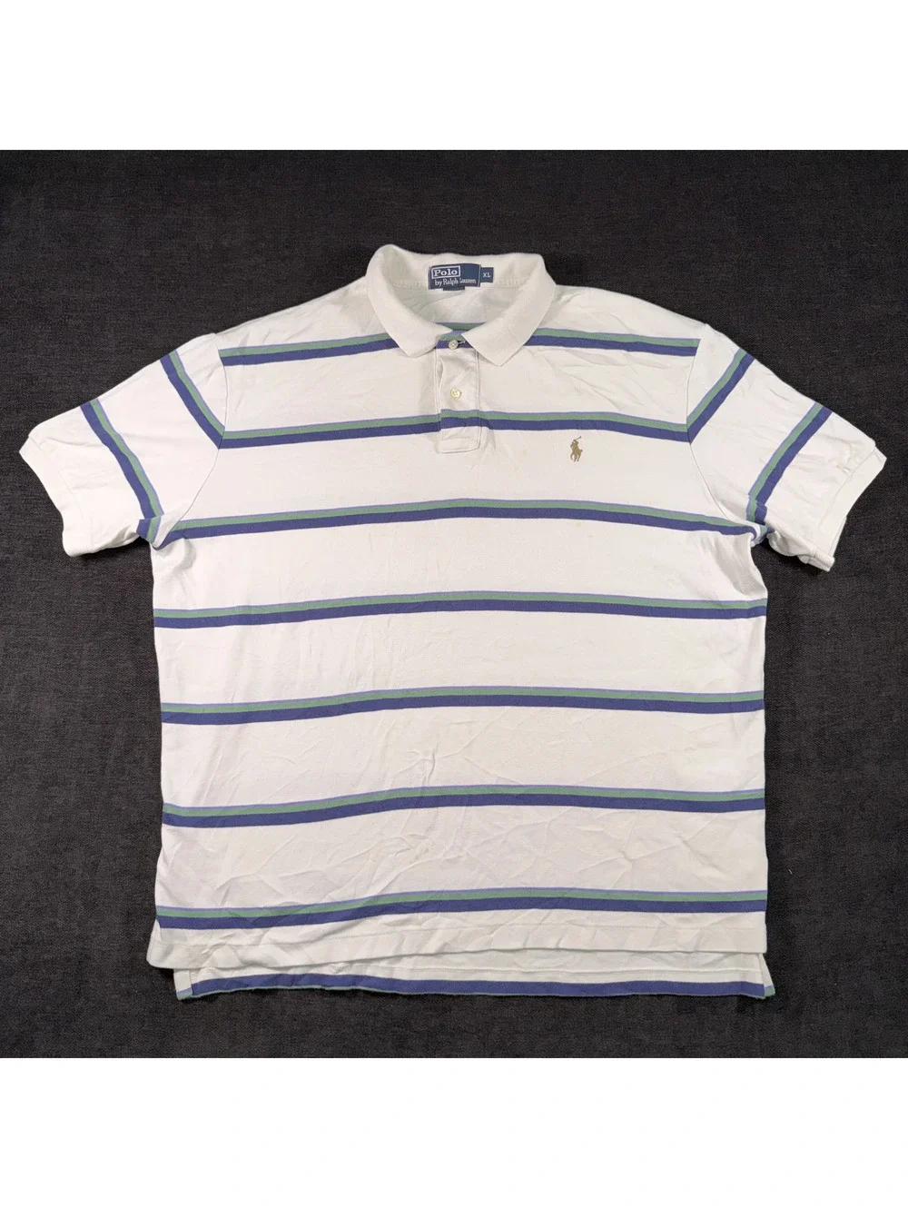Polo Ralph Lauren Men's XL White Striped Cotton Polo Shirt